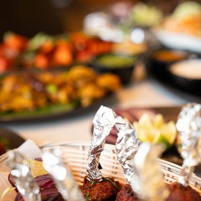 Chicken Lollipop Biryani, close up.