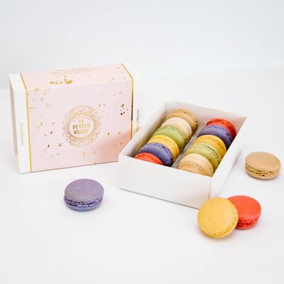 Box of signature macarons.