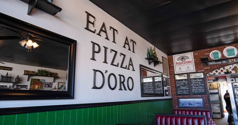 Dining area with 3D wall writing