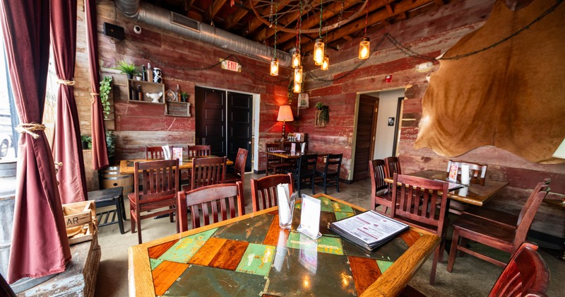 Interior, dining area, tables and chairs
