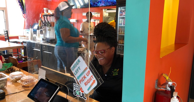 Employee at the order counter