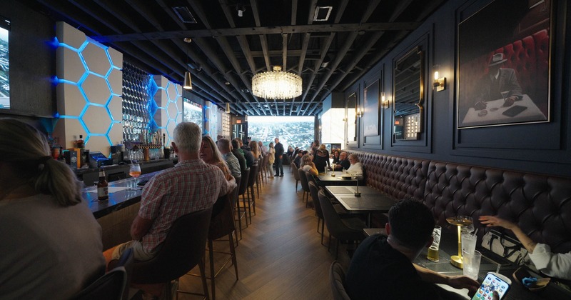 Interior, main dining area filled with guests