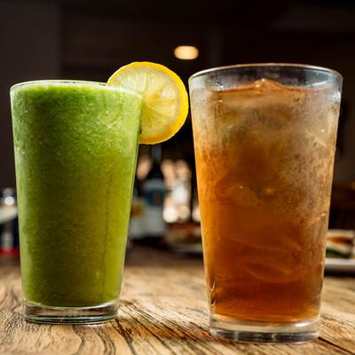 Green Smoothie and Iced Tea.