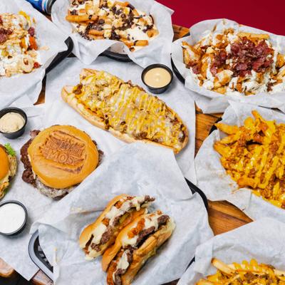 Assortiment of menu items served on the table.