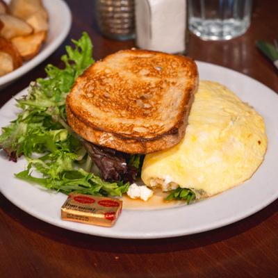 Goat Cheese and Spinach Omelet.