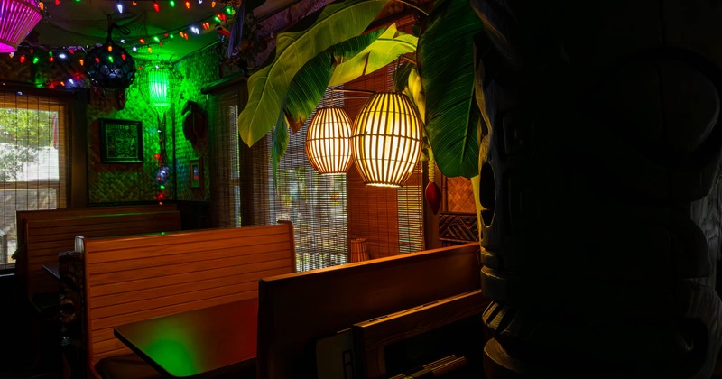 Interior, tiki design, seating area