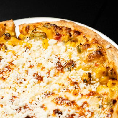 Street Corn Pizza, close-up.