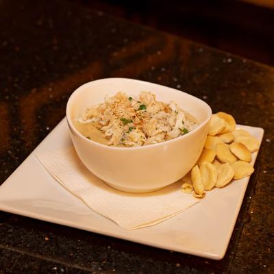 Cream of Crab in a bowl, served