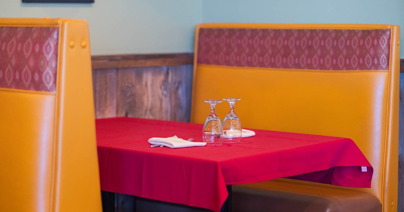 Seating booth ready for guests