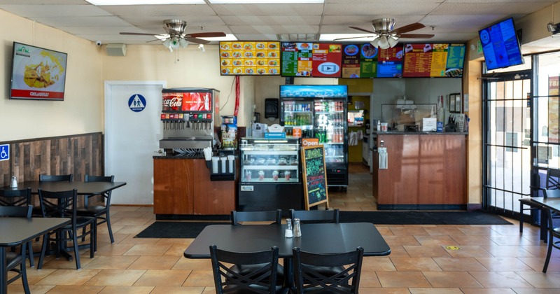 Interior, serving and dining area
