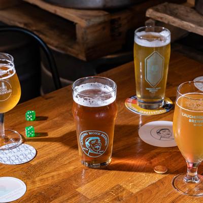 Various beers on the table.