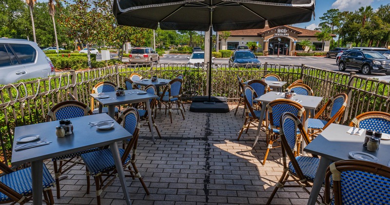 Exterior, chairs, tables and parasols