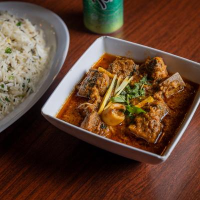 Goat Curry and rice.