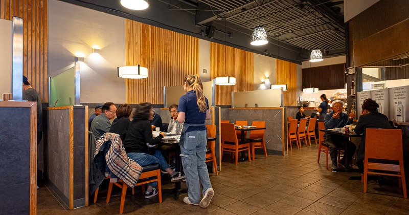 Interior, dining area with guests enjoying their food