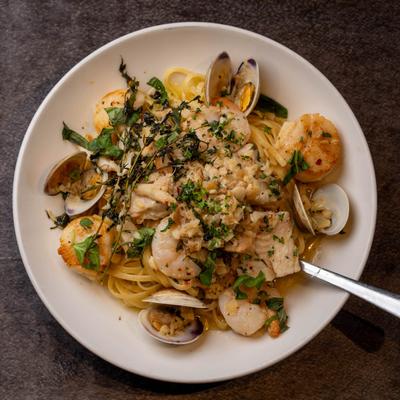 Seafood pasta.