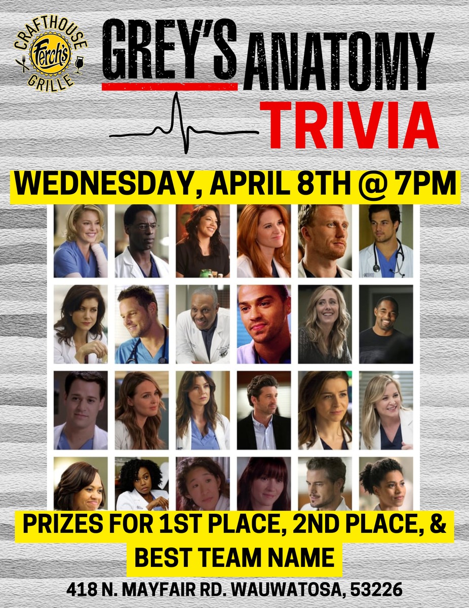 Grey's Anatomy Trivia !!!! event photo
