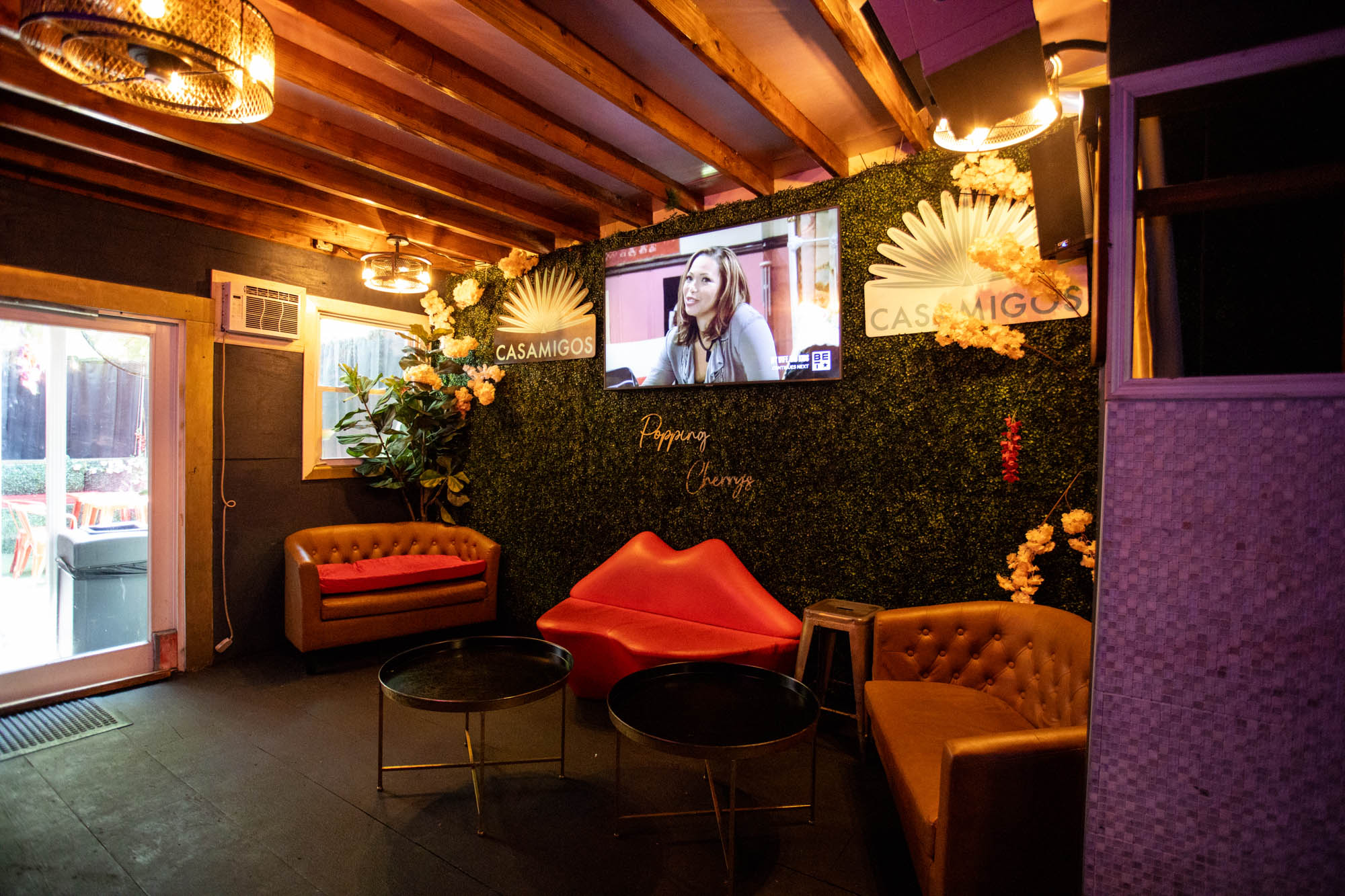 Leather sofas and coffee tables