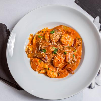 Shrimp and Sausage Arrabbiata pasta.