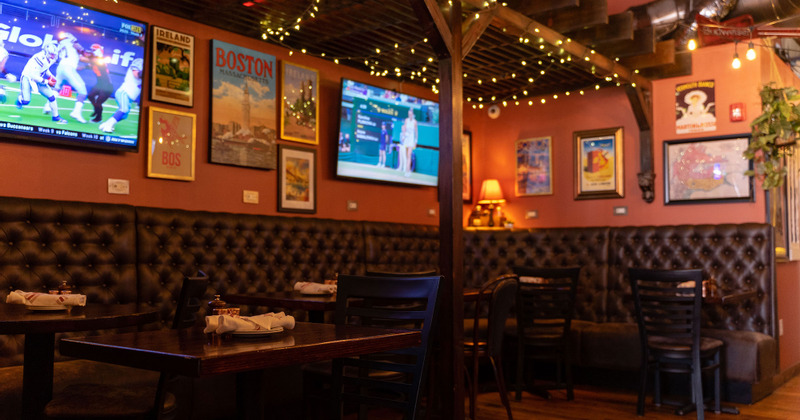 Restaurant interior, seating area