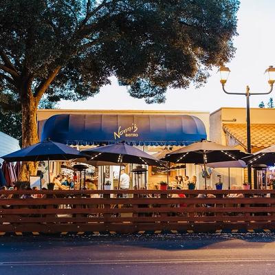 Outdoor patio of Nonni's Bistro restaurant.