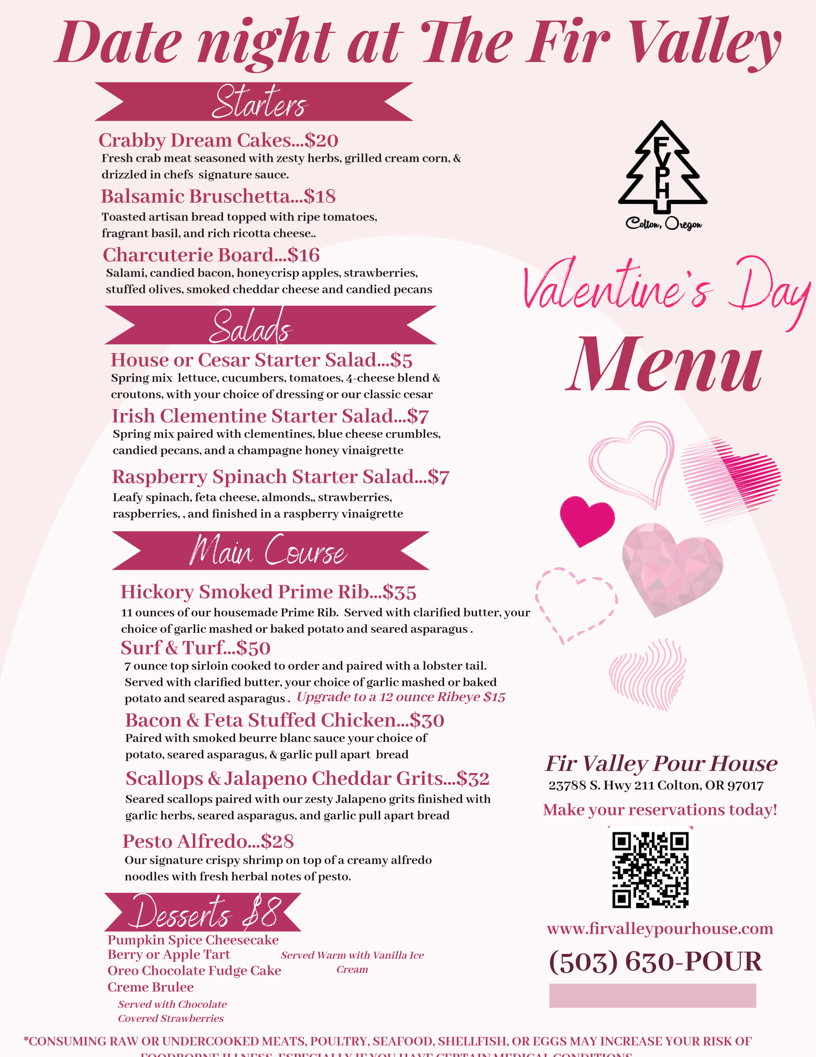 Valentine's Day Menu 2025