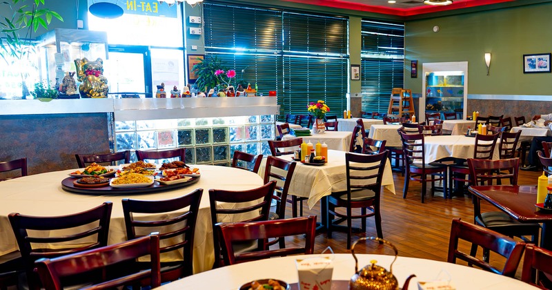 Interior, wide view of dining area