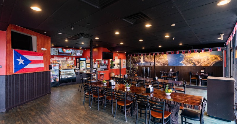 Interior, wide view of the dining area