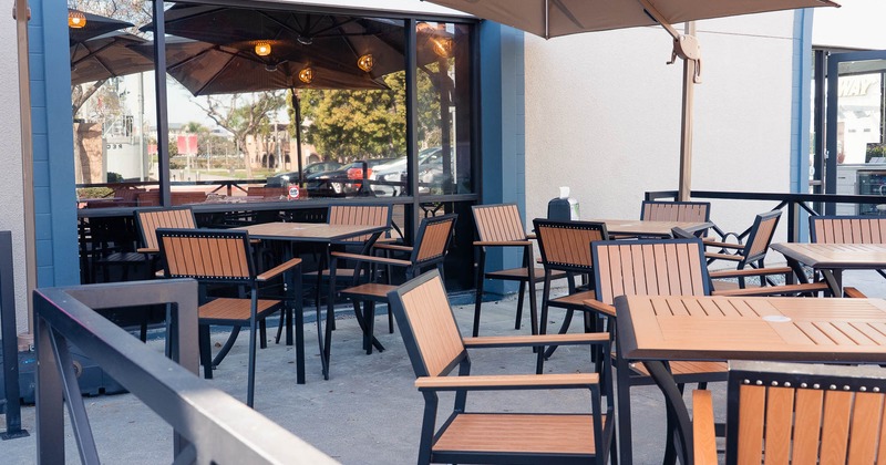 Exterior, patio, tables and chairs
