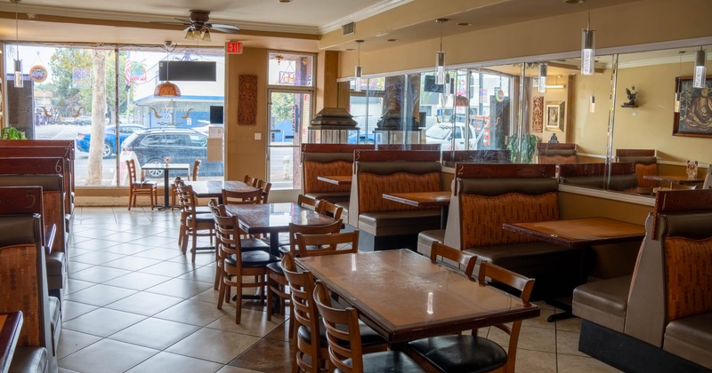 Interior, tables ready for guests