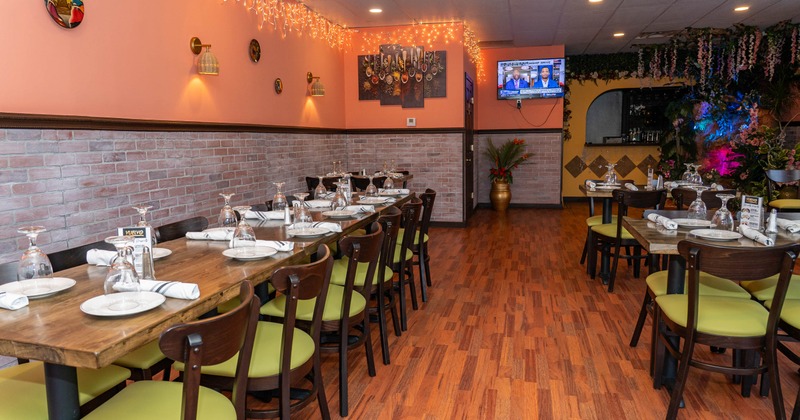 Interior, set tables and chairs