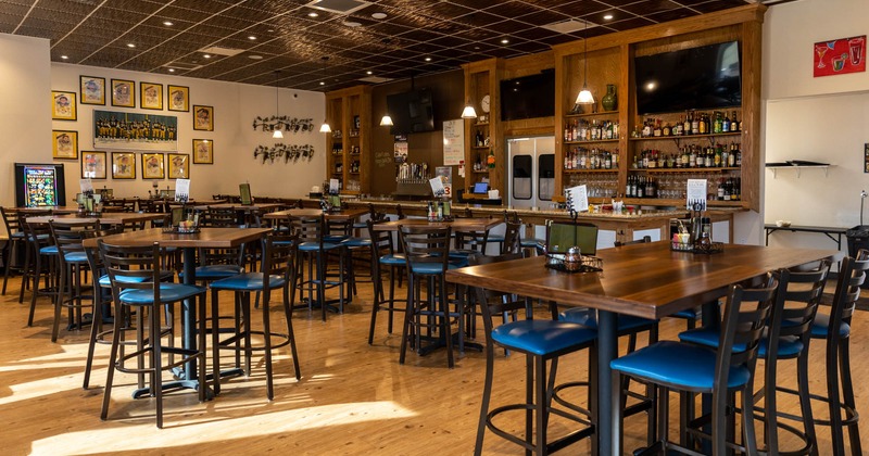 Diner area and bar behind