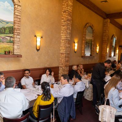 Customers dining and drinking.