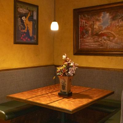 A table in the corner.