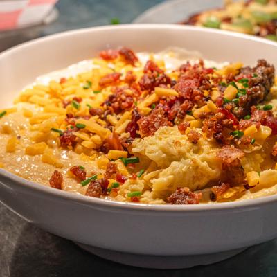 Loaded grits, close up