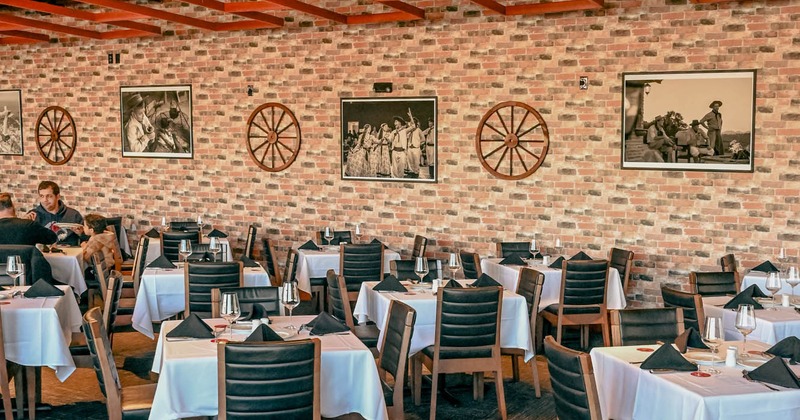 View of a dining area, pictures on the walls