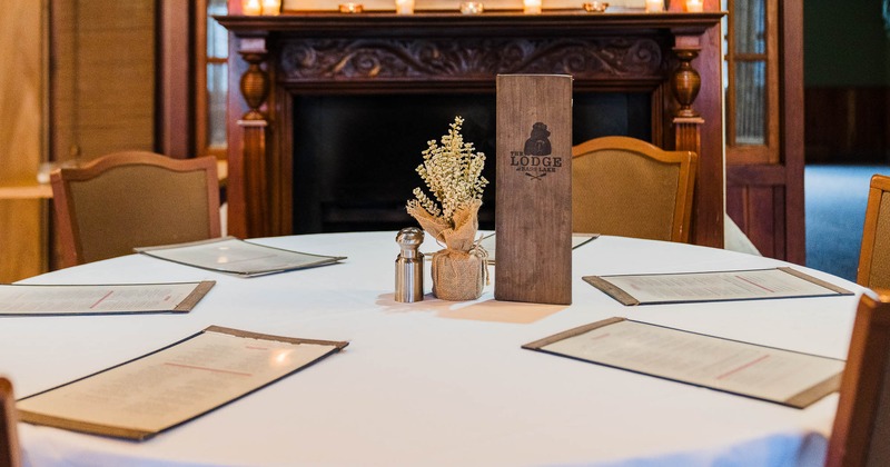 Interior, table for six with menus