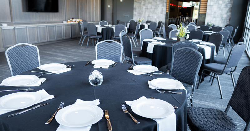 Interior, tables ready for guests