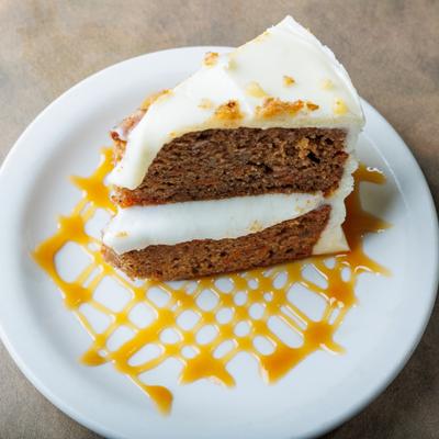 Slice of carrot cake.