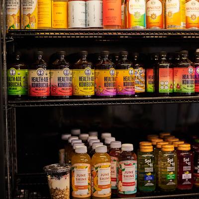 Various bottled juices.