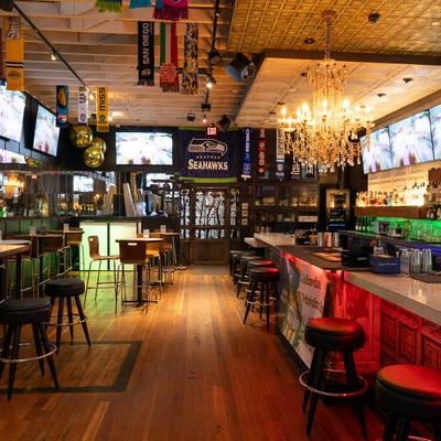 Interior, bar and seating area.