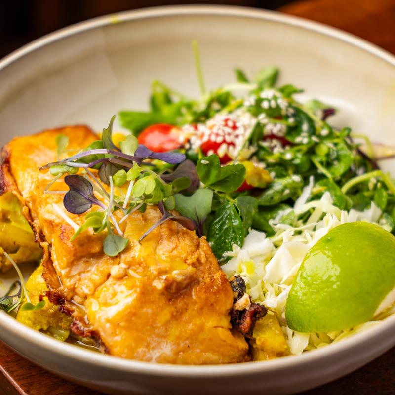 menu item 5 of 6, Crispy Skin Salmon (gf)