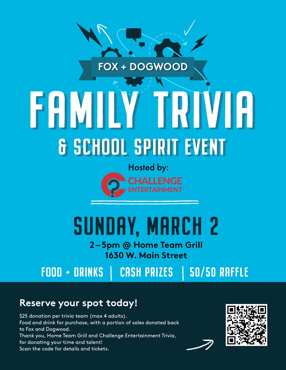 Fox + Dogwood Family Trivia & School Fundraiser and Spirit Event event photo