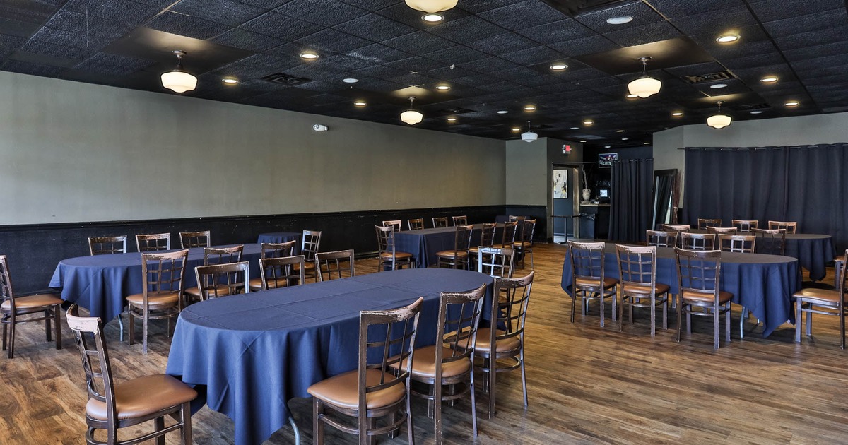 Interior, spacious dining area with large tables