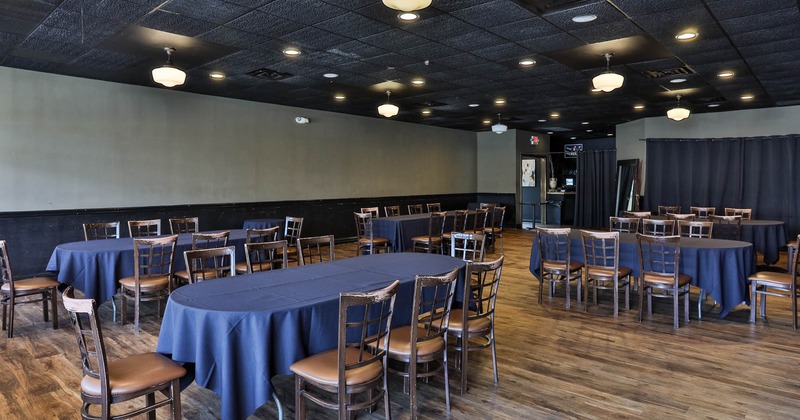 Interior, spacious dining area with large tables