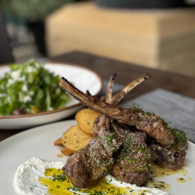 Grilled Lamb Chop - hour marinade, tzatziki, greek fries