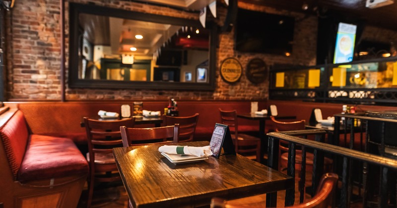Interior, main dining area with mirror on the wall