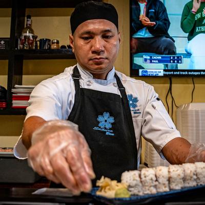 A person preparing food.