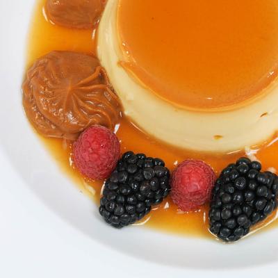Flan, with mixed berries.