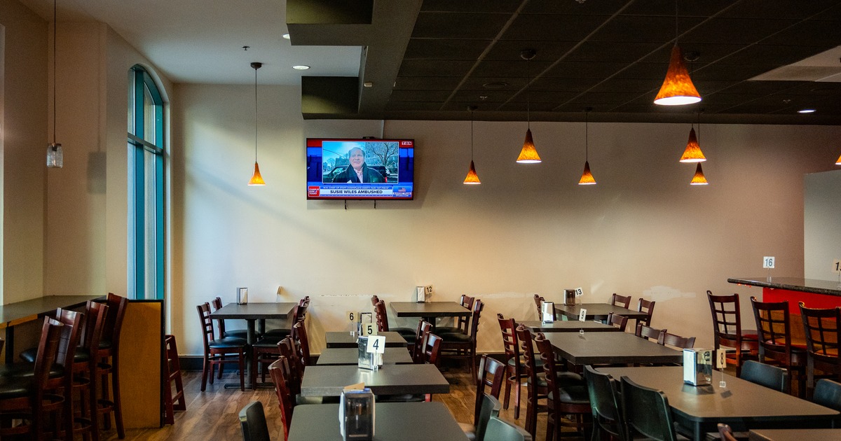 Interior, diner area, tables, chairs