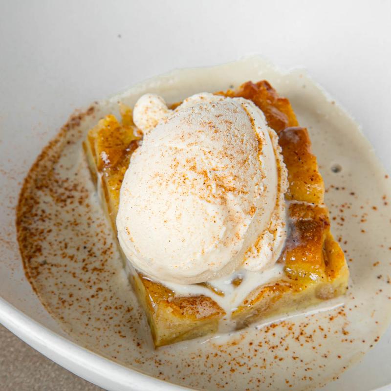 menu item 40 of 102, Bread Pudding & Whiskey Buttercream with Ice Cream